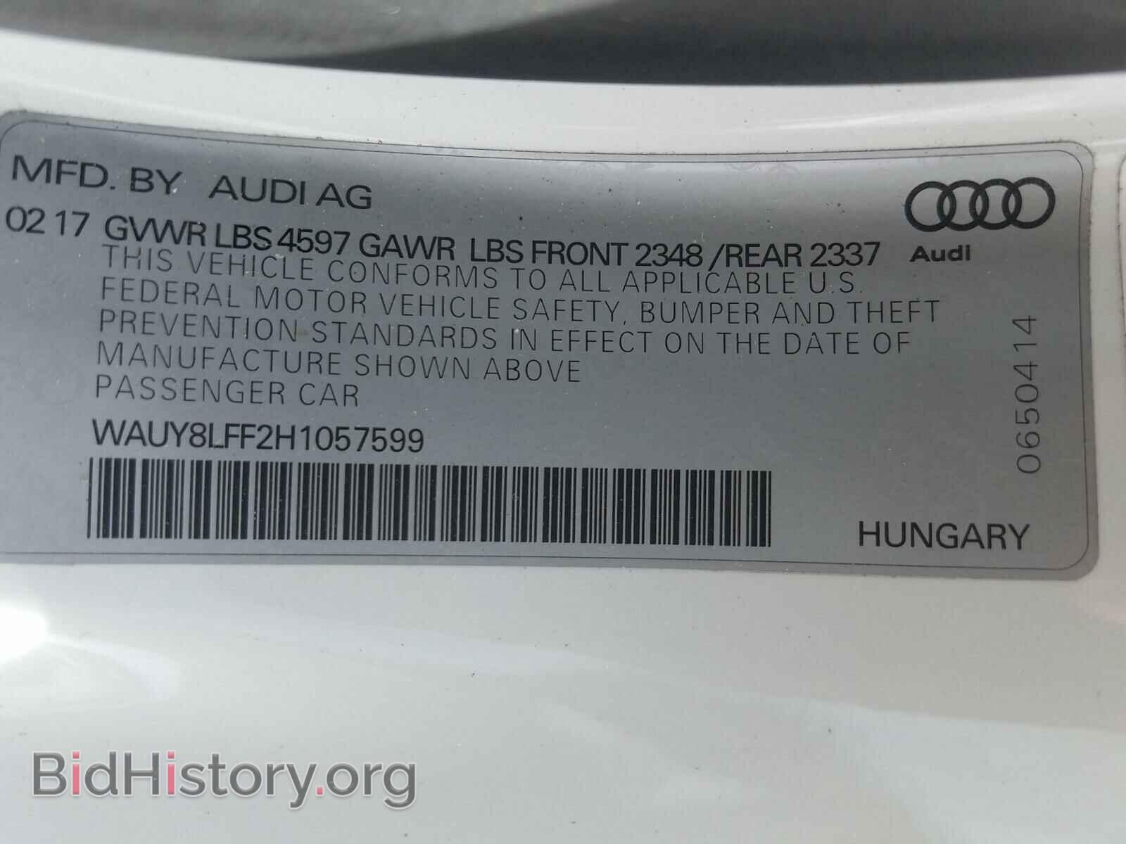 2017 AUDI A3 - VIN: WAUY8LFF2H1057599 - Фото 10