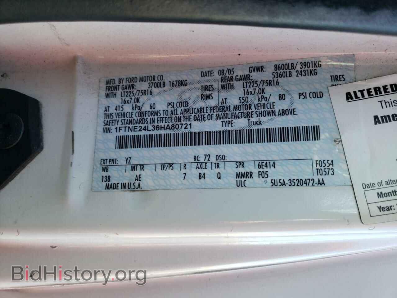 2006 FORD ECONOLINE - VIN: 1FTNE24L36HA80721 - Фото 10