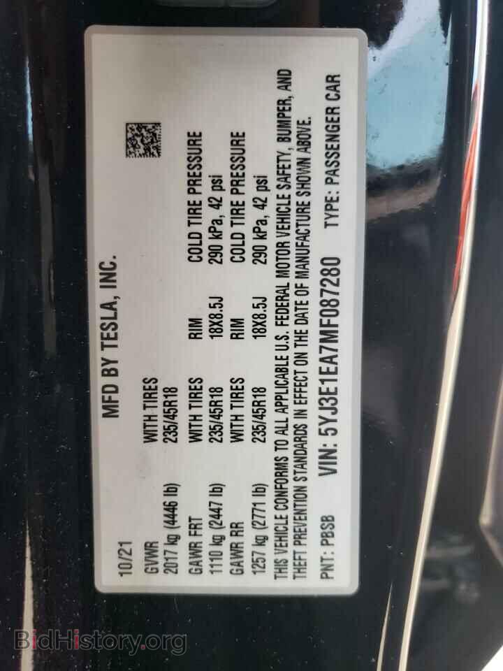2021 TESLA MODEL 3 - VIN: 5YJ3E1EA7MF087280 - Photo 12