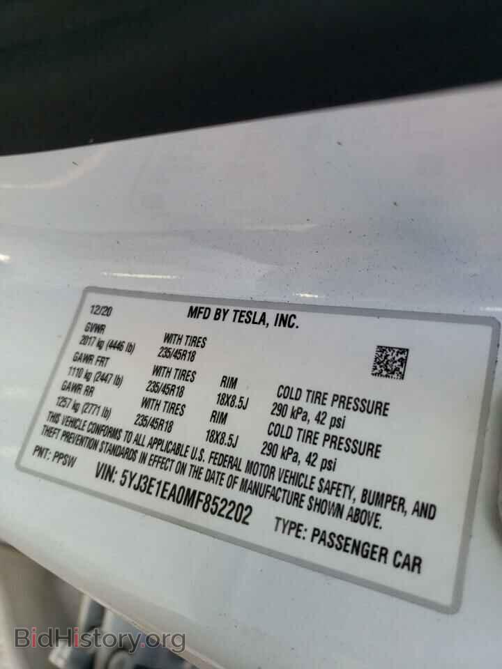 2021 TESLA MODEL 3 - VIN: 5YJ3E1EA0MF852202 - Photo 10