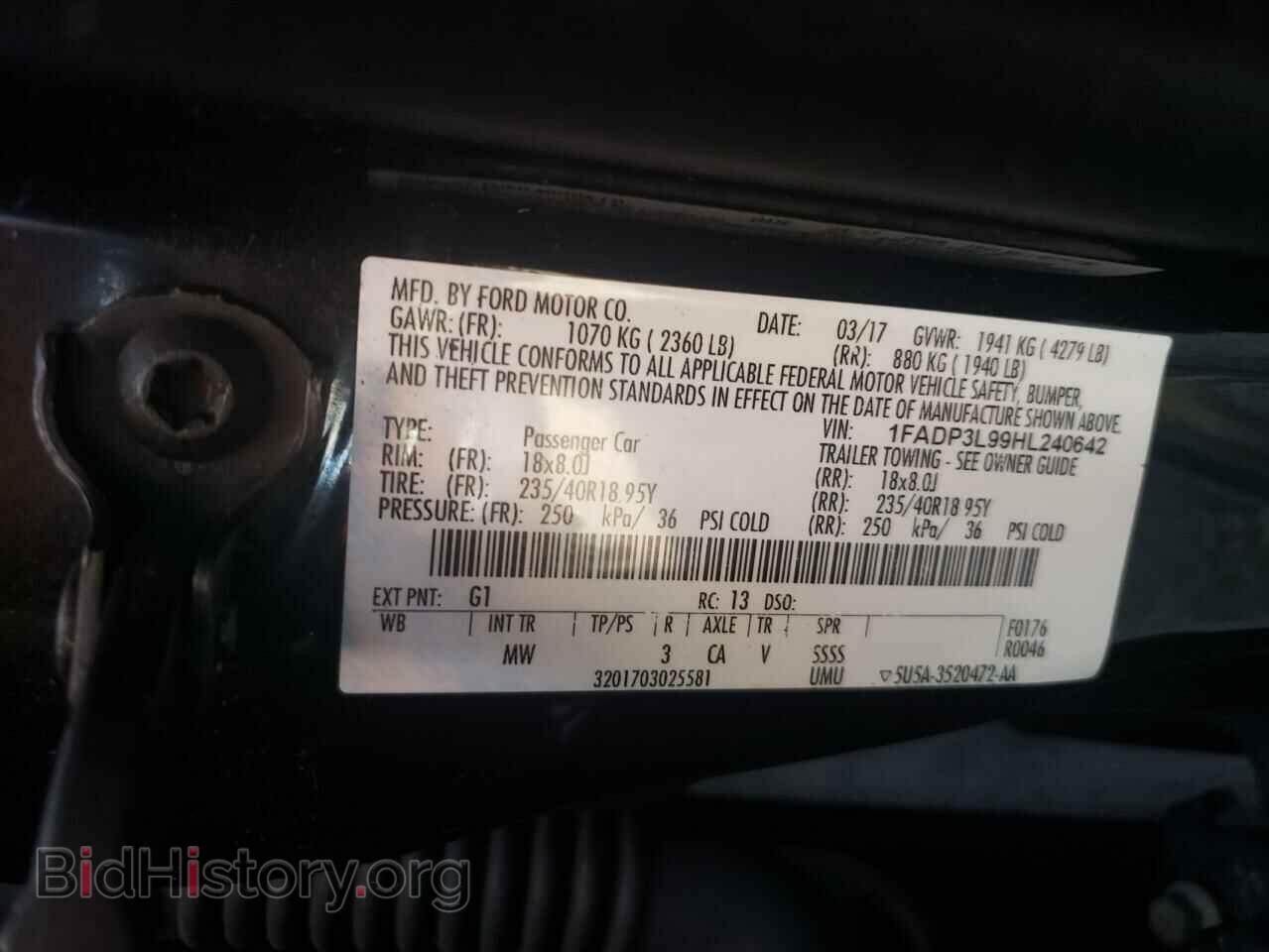 2017 FORD FOCUS - VIN: 1FADP3L99HL240642 - Фото 10