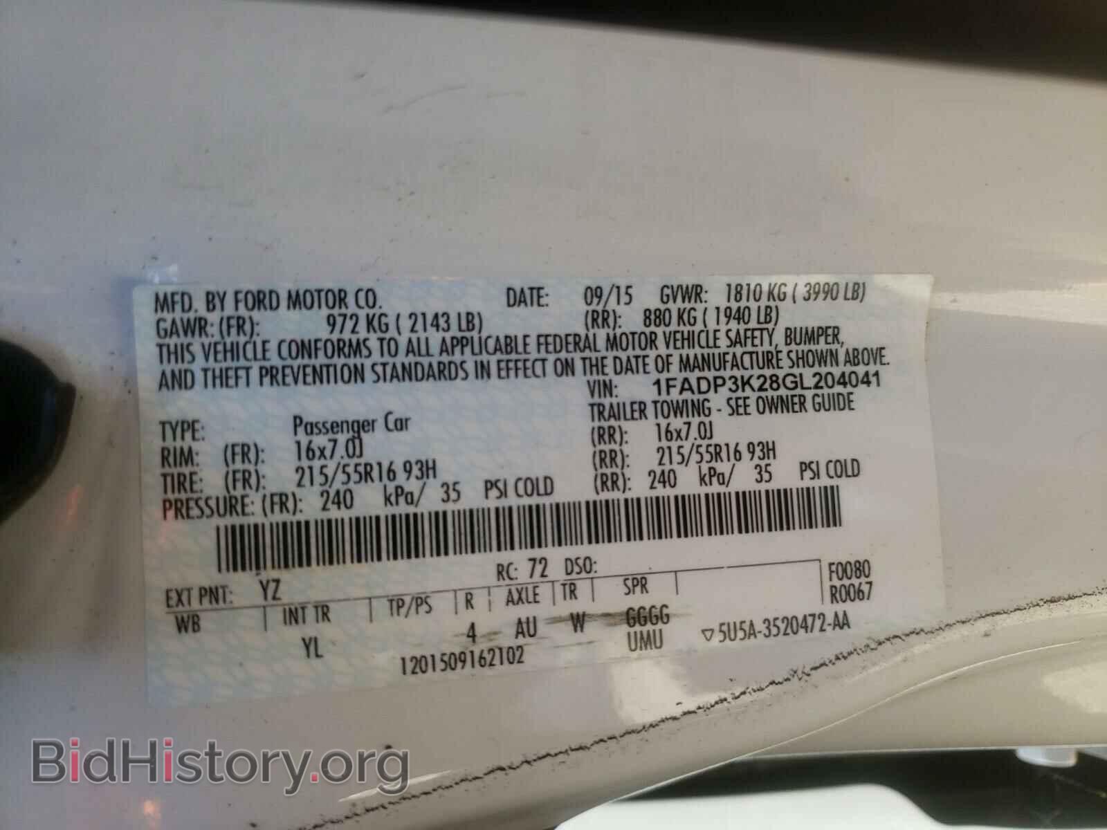 2016 FORD FOCUS - VIN: 1FADP3K28GL204041 - Фото 10