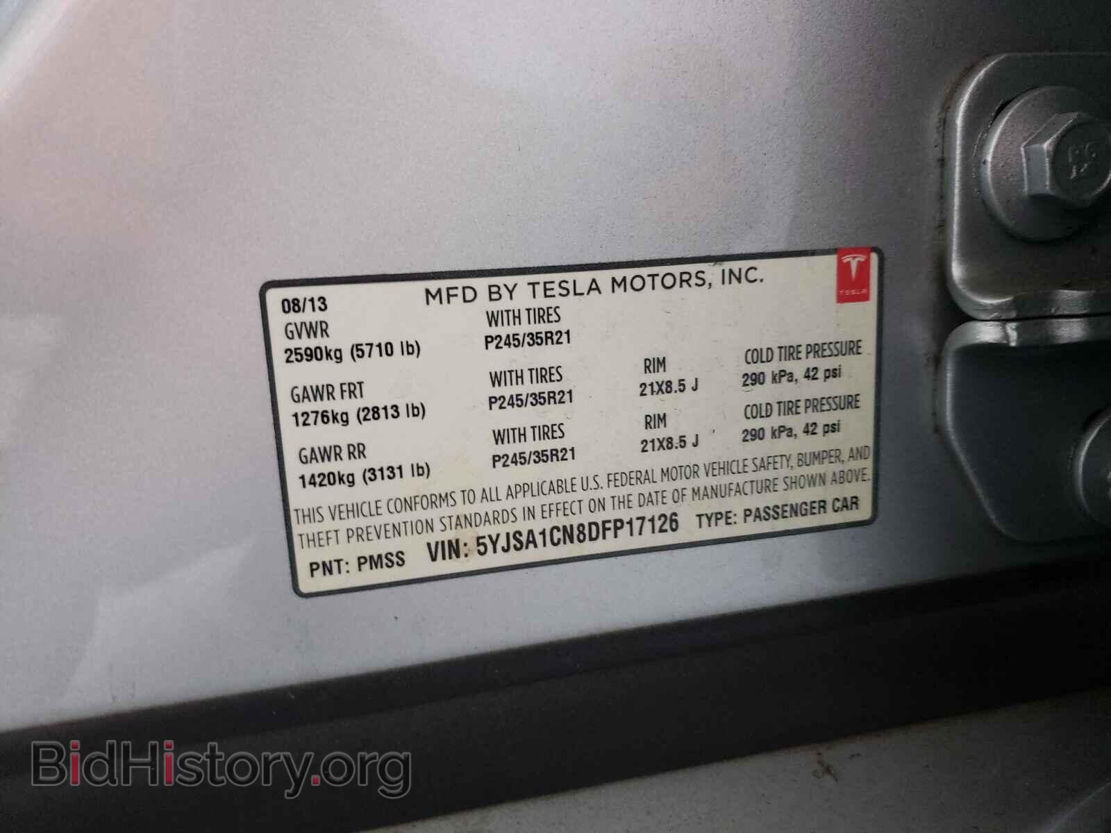 2013 TESLA MODEL S - VIN: 5YJSA1CN8DFP17126 - Фото 10