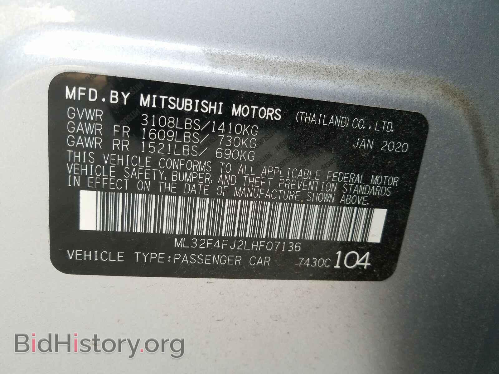 2020 MITSUBISHI MIRAGE - VIN: ML32F4FJ2LHF07136 - Фото 10
