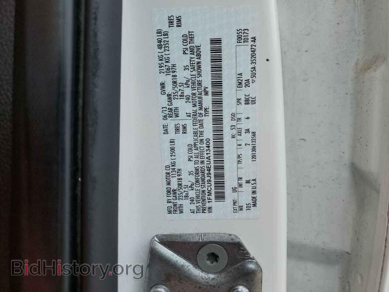 2014 FORD ESCAPE - VIN: 1FMCU9J94EUA13400 - Фото 13