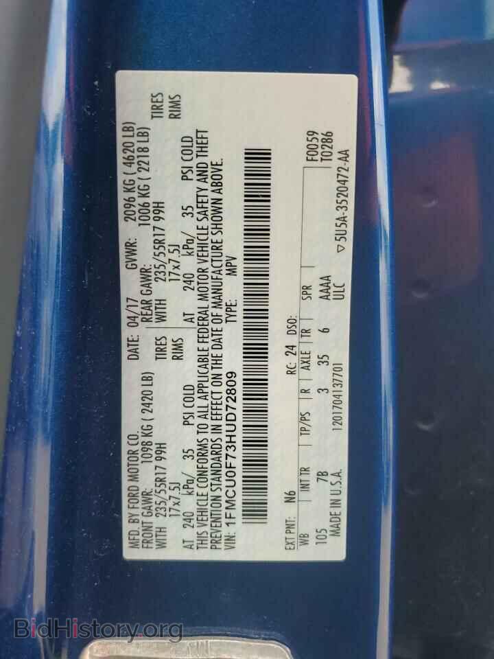 2017 FORD ESCAPE - VIN: 1FMCU0F73HUD72809 - Photo 14