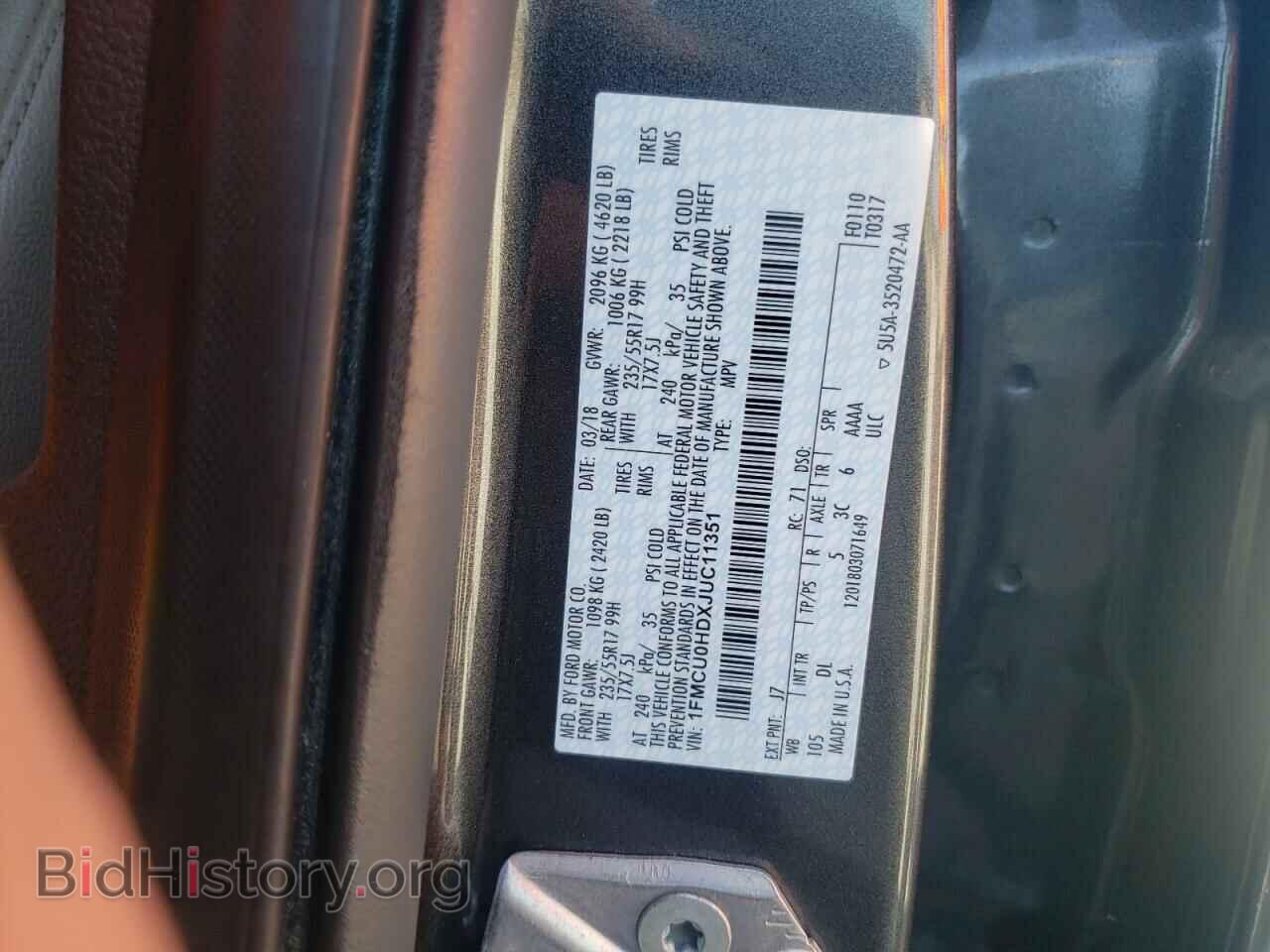 2018 FORD ESCAPE - VIN: 1FMCU0HDXJUC11351 - Photo 10