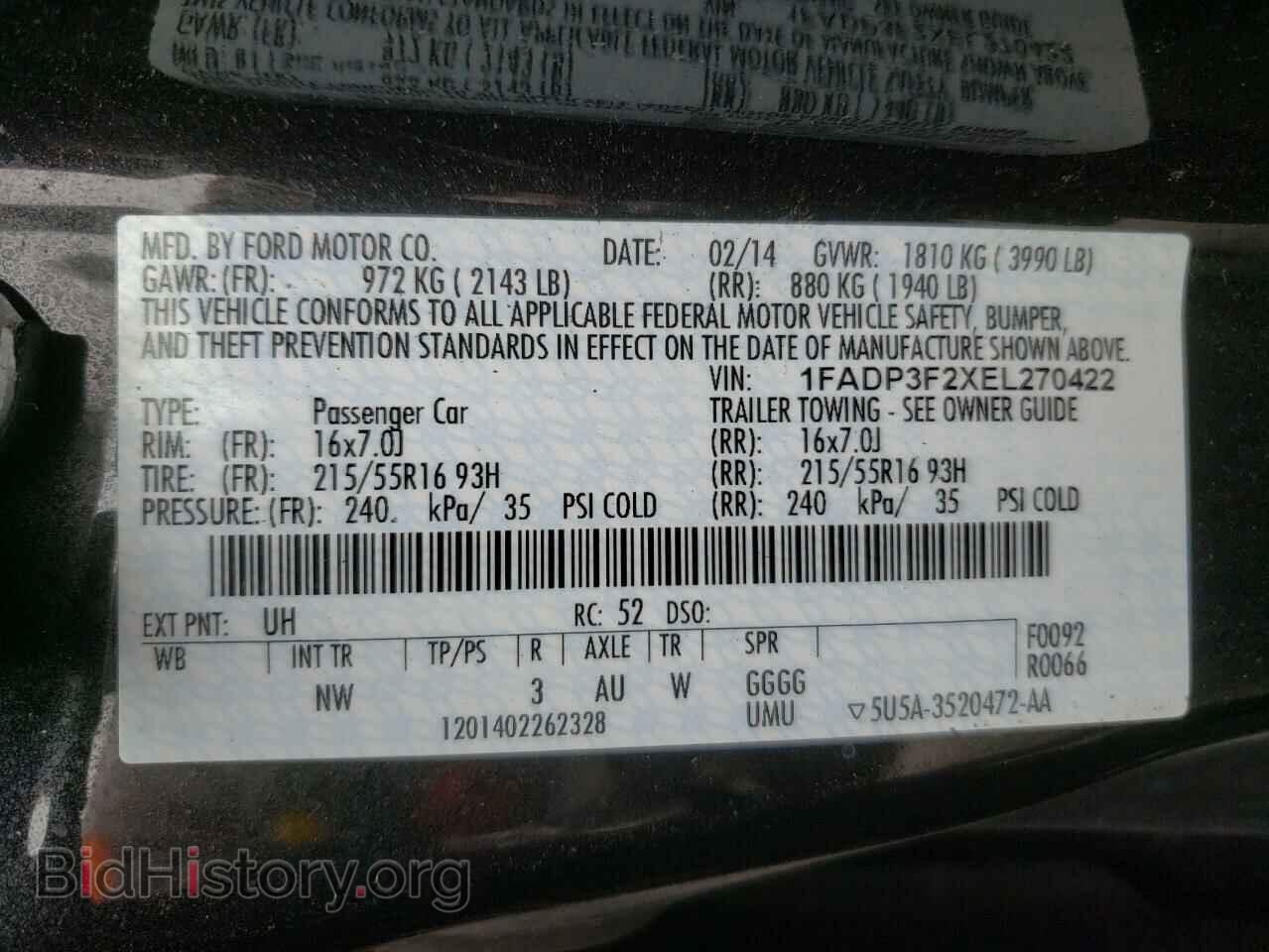 2014 FORD FOCUS - VIN: 1FADP3F2XEL270422 - Фото 10