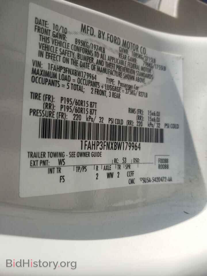 2011 FORD FOCUS - VIN: 1FAHP3FNXBW179964 - Фото 10