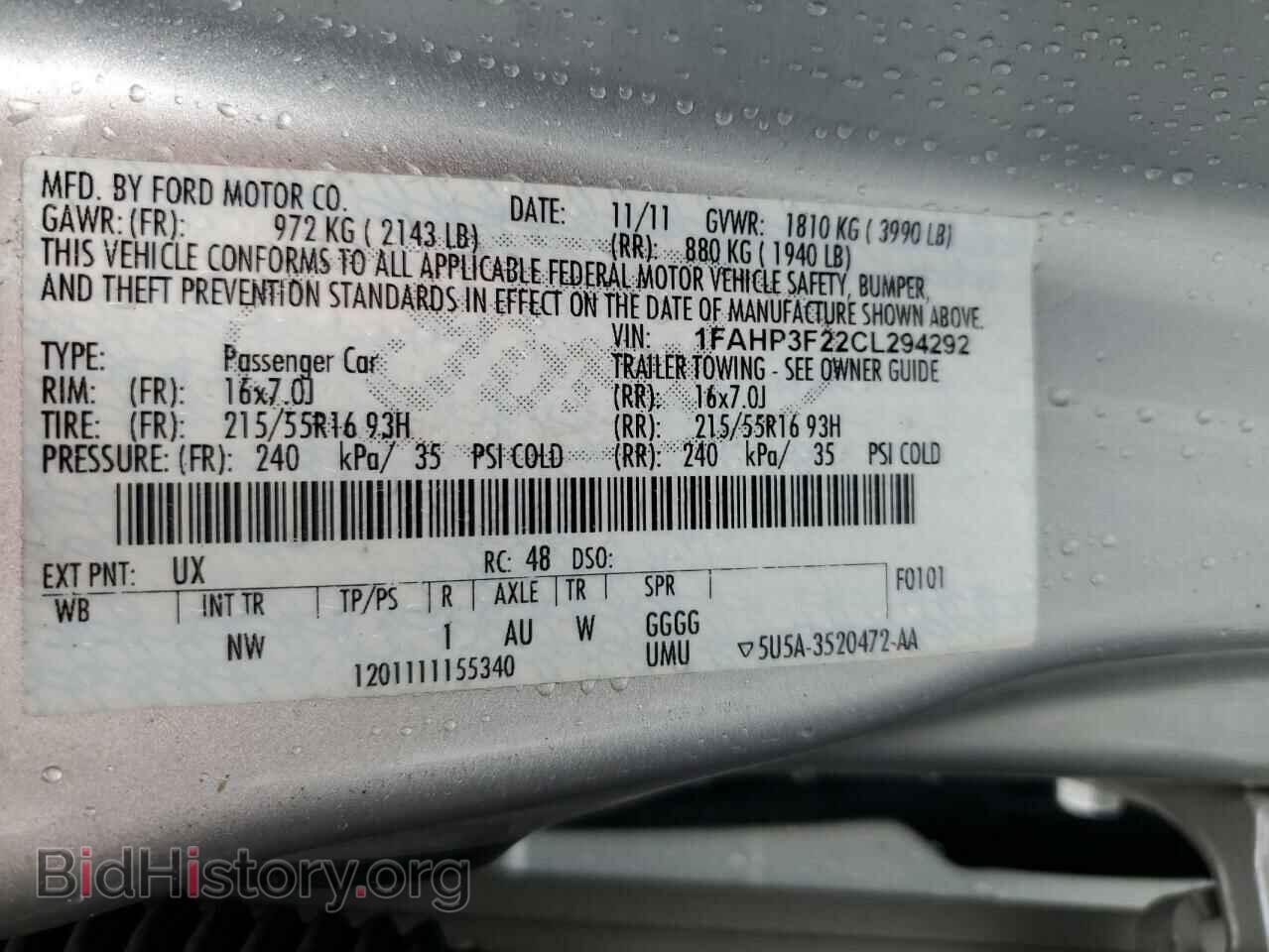 2012 FORD FOCUS - VIN: 1FAHP3F22CL294292 - Фото 13