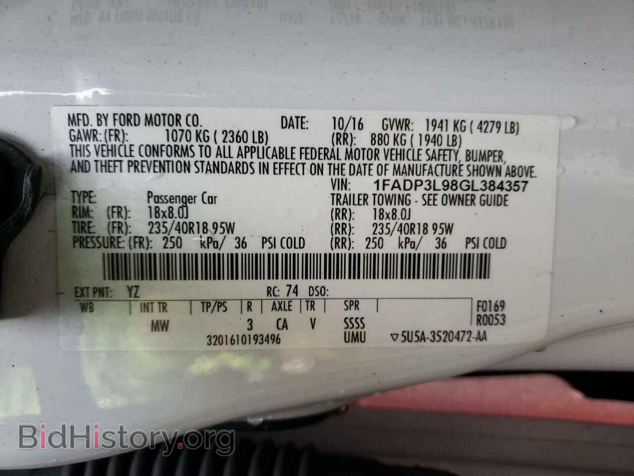 2016 FORD FOCUS - VIN: 1FADP3L98GL384357 - Фото 10