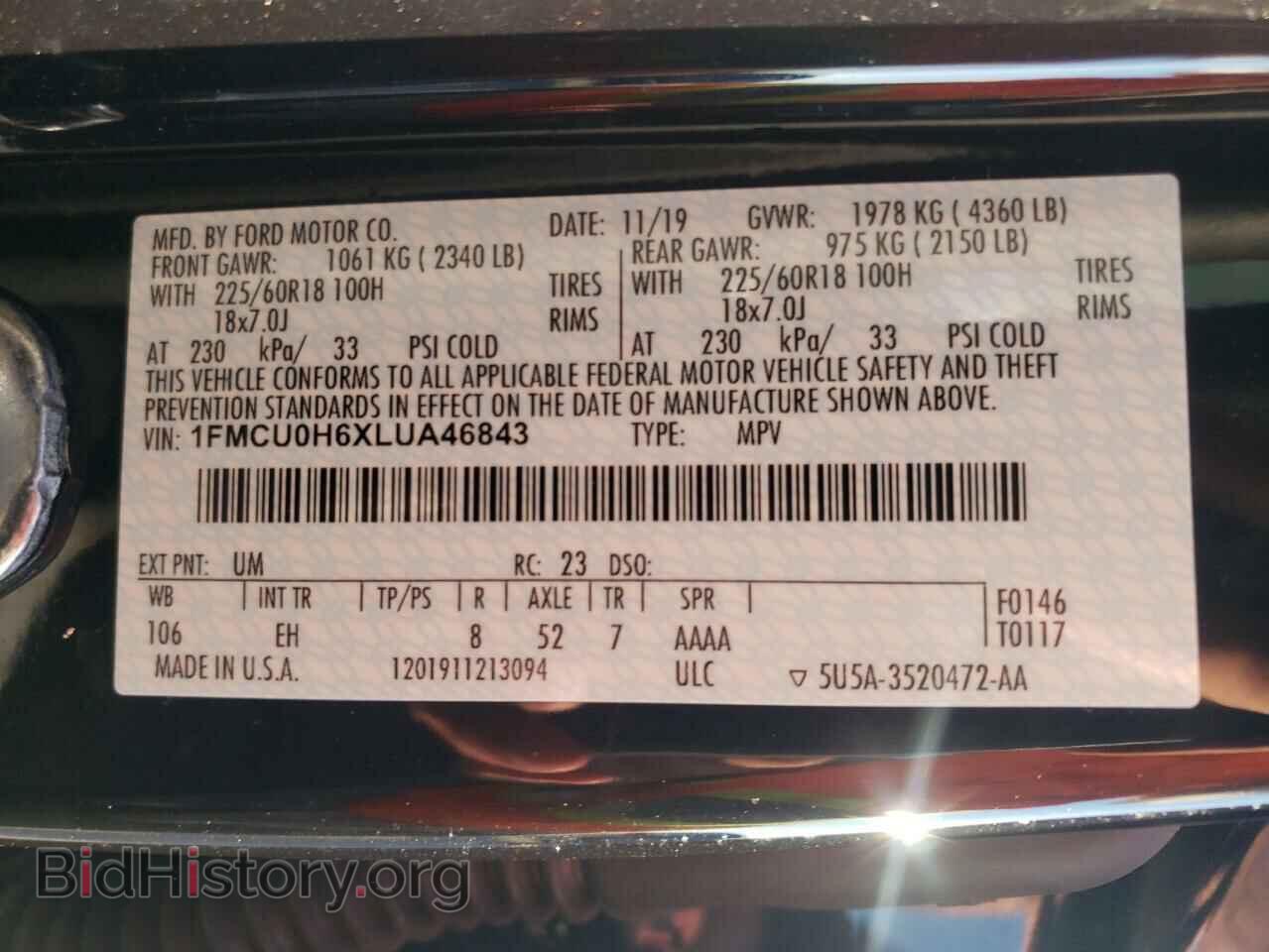 2020 FORD ESCAPE - VIN: 1FMCU0H6XLUA46843 - Photo 10
