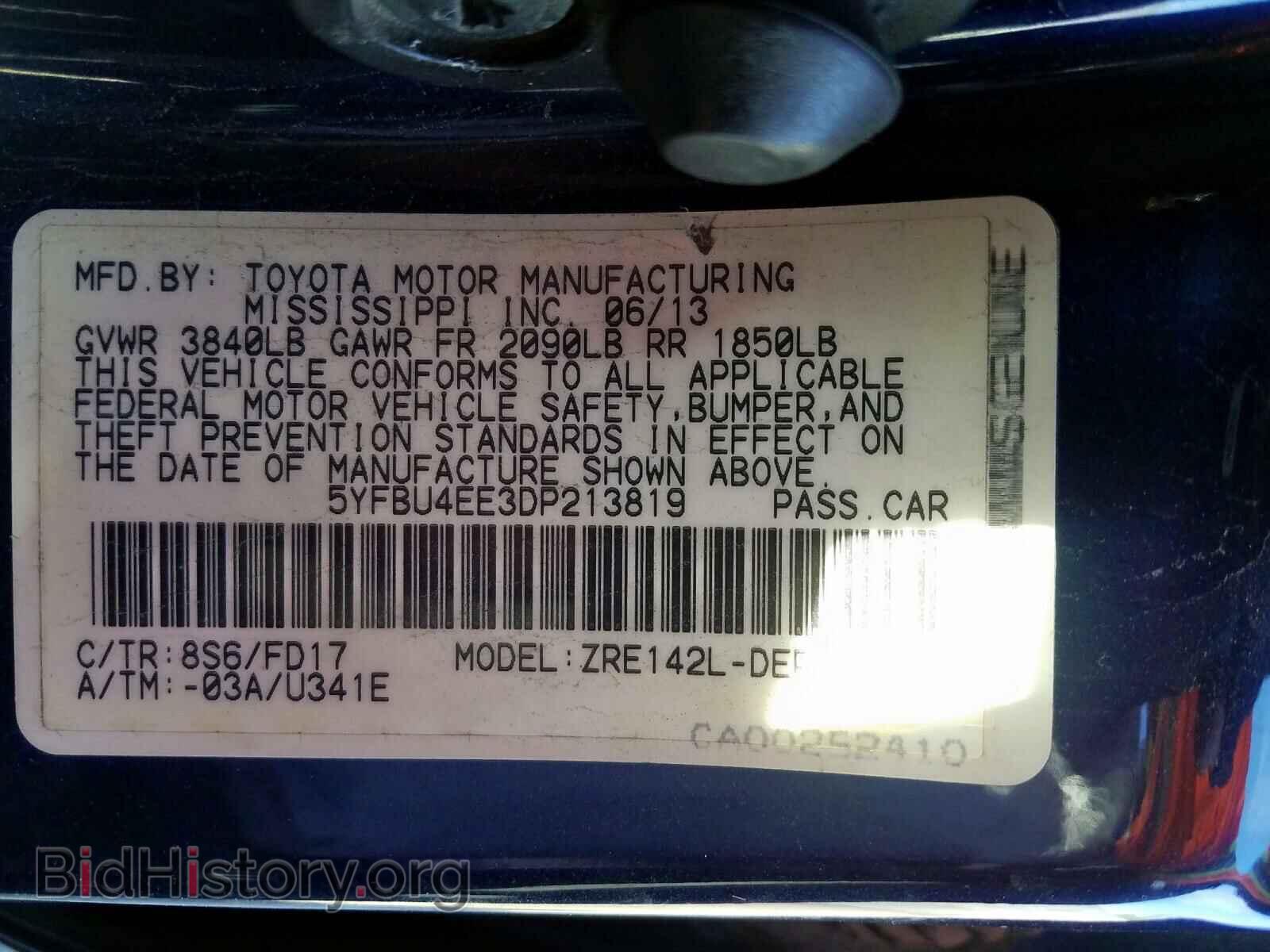 2013 TOYOTA COROLLA - VIN: 5YFBU4EE3DP213819 - Фото 10