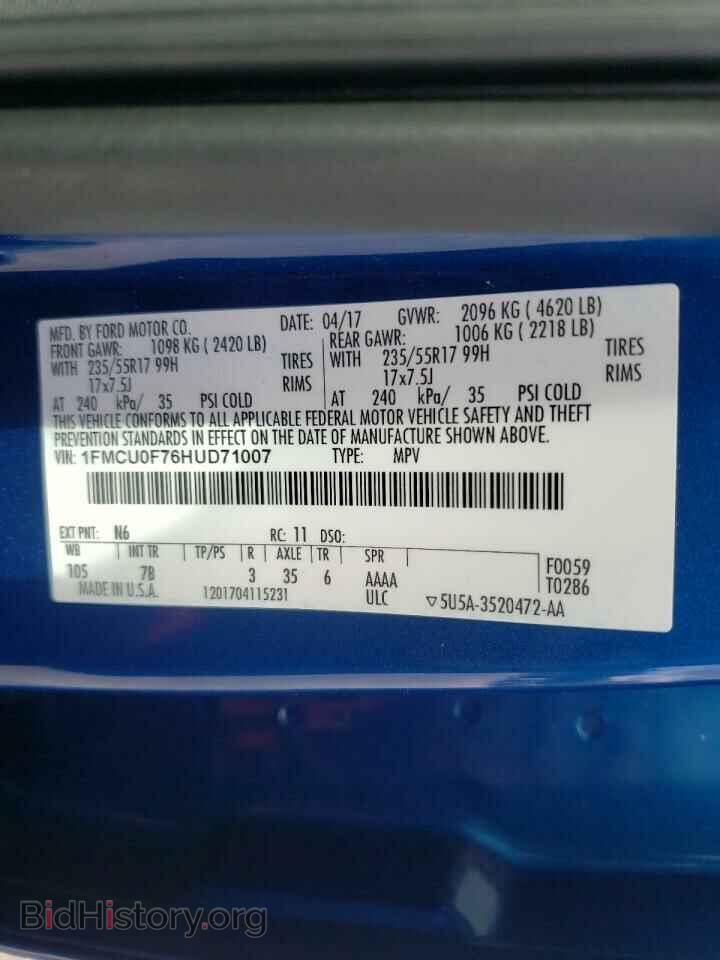 2017 FORD ESCAPE - VIN: 1FMCU0F76HUD71007 - Фото 10