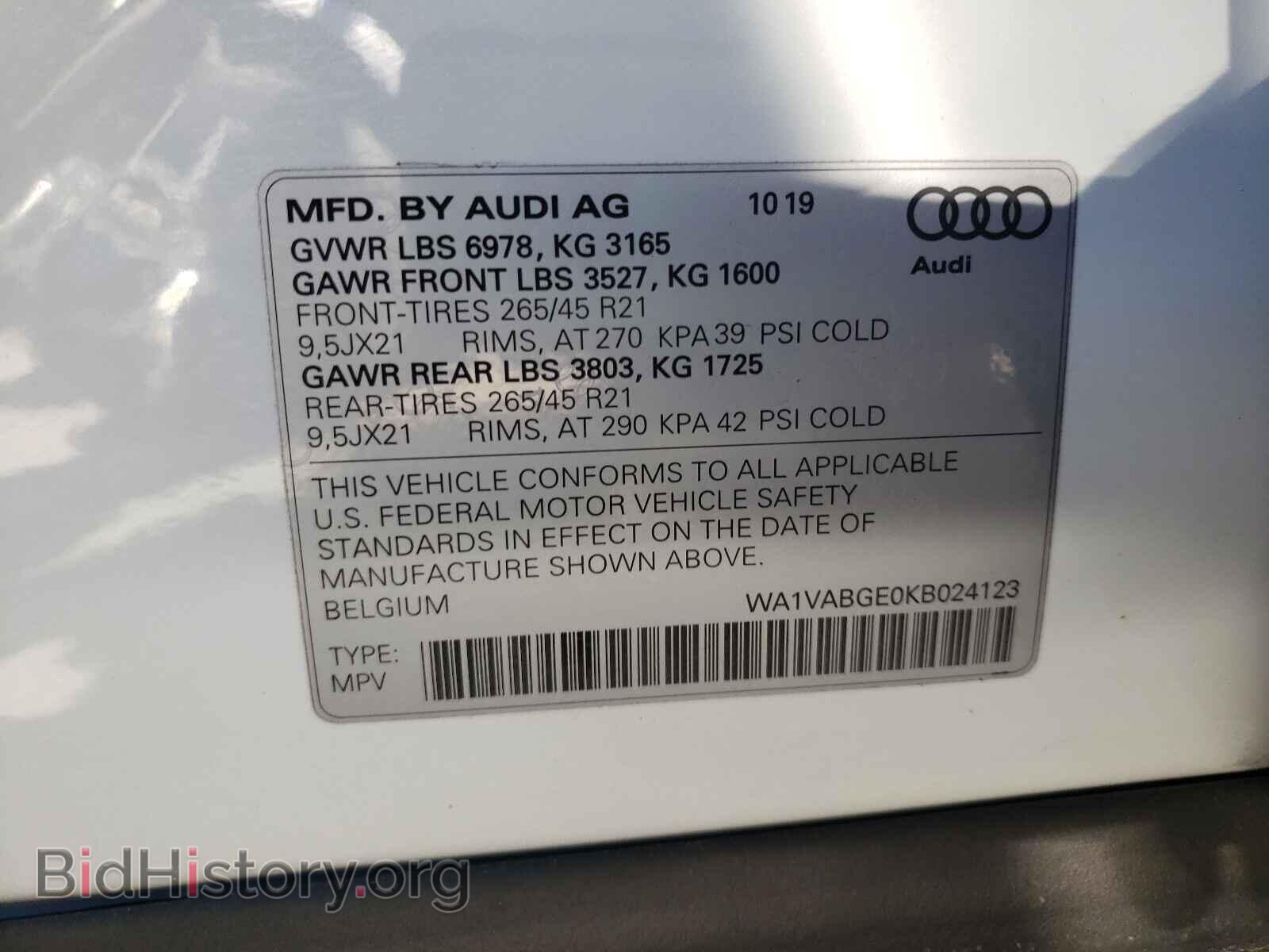 2019 AUDI E-TRON - VIN: WA1VABGE0KB024123 - Photo 10