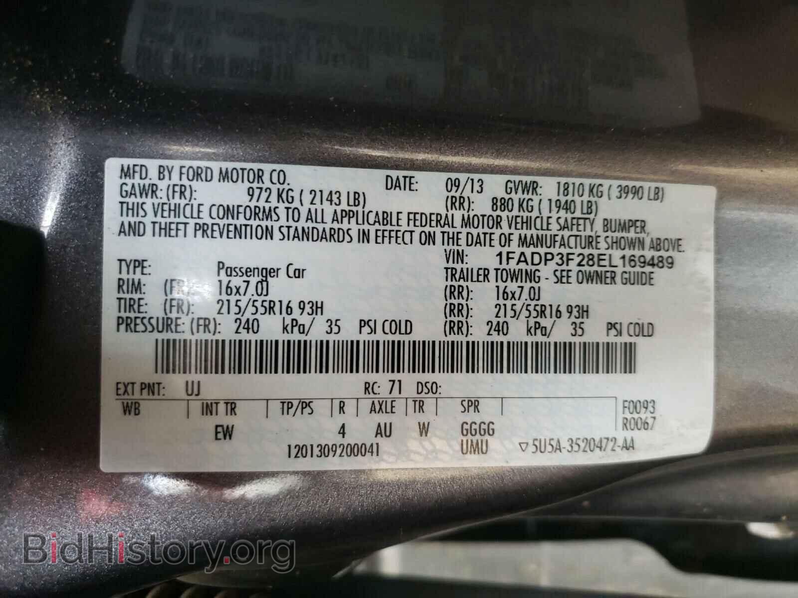 2014 FORD FOCUS - VIN: 1FADP3F28EL169489 - Фото 10