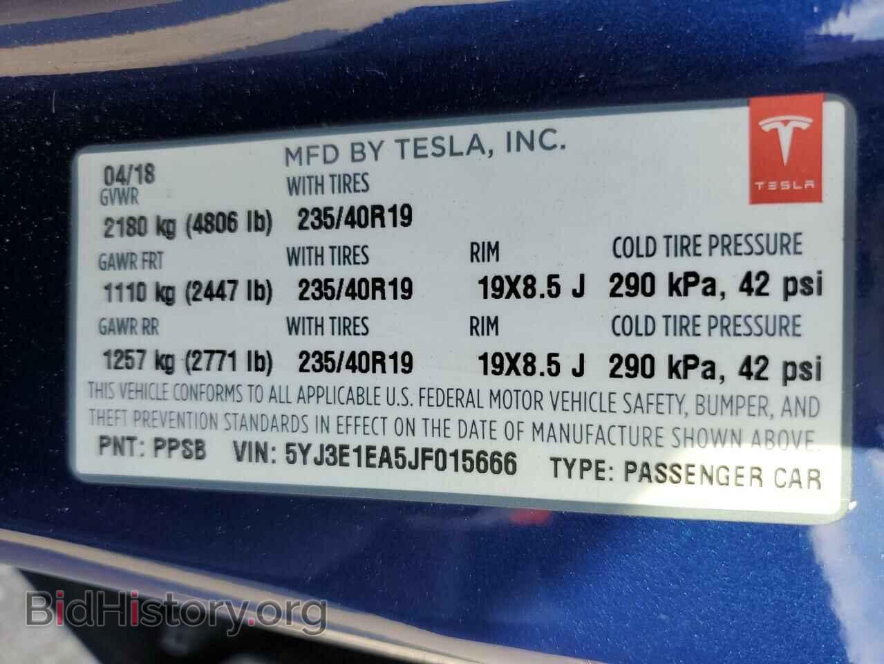 2018 TESLA MODEL 3 - VIN: 5YJ3E1EA5JF015666 - Фото 12