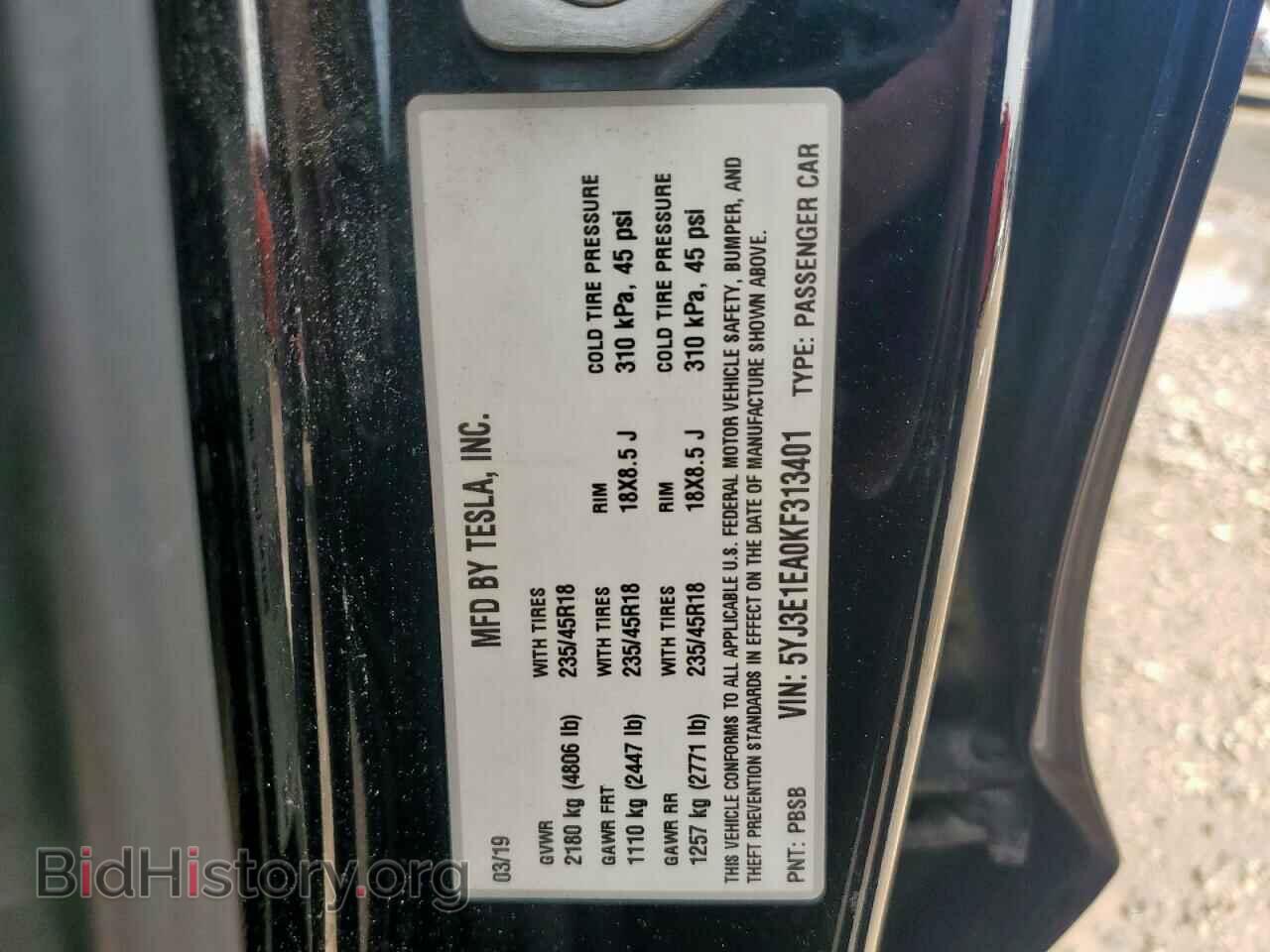 2019 TESLA MODEL 3 - VIN: 5YJ3E1EA0KF313401 - Photo 13