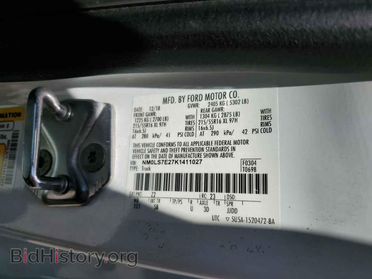 2019 FORD TRANSIT - VIN: NM0LS7E27K1411027 - Фото 10