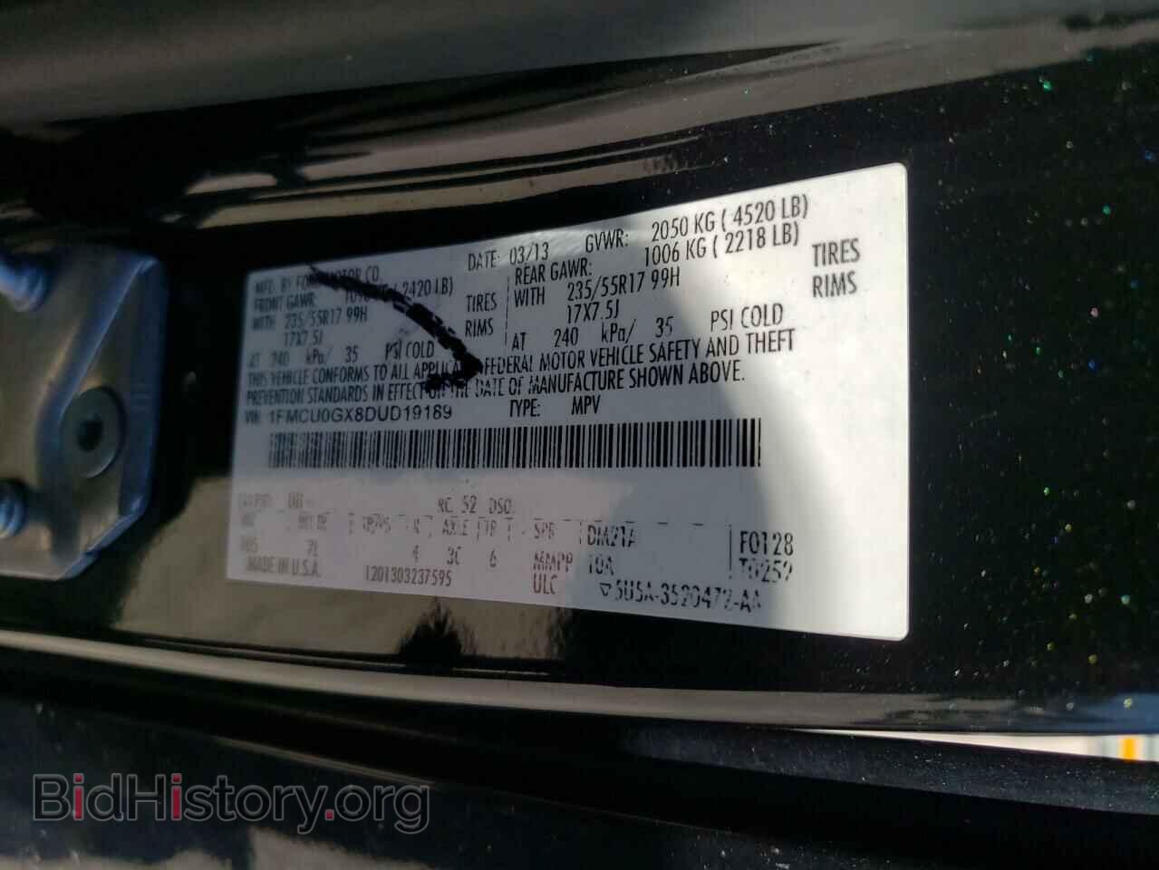 2013 FORD ESCAPE - VIN: 1FMCU0GX8DUD19189 - Фото 10