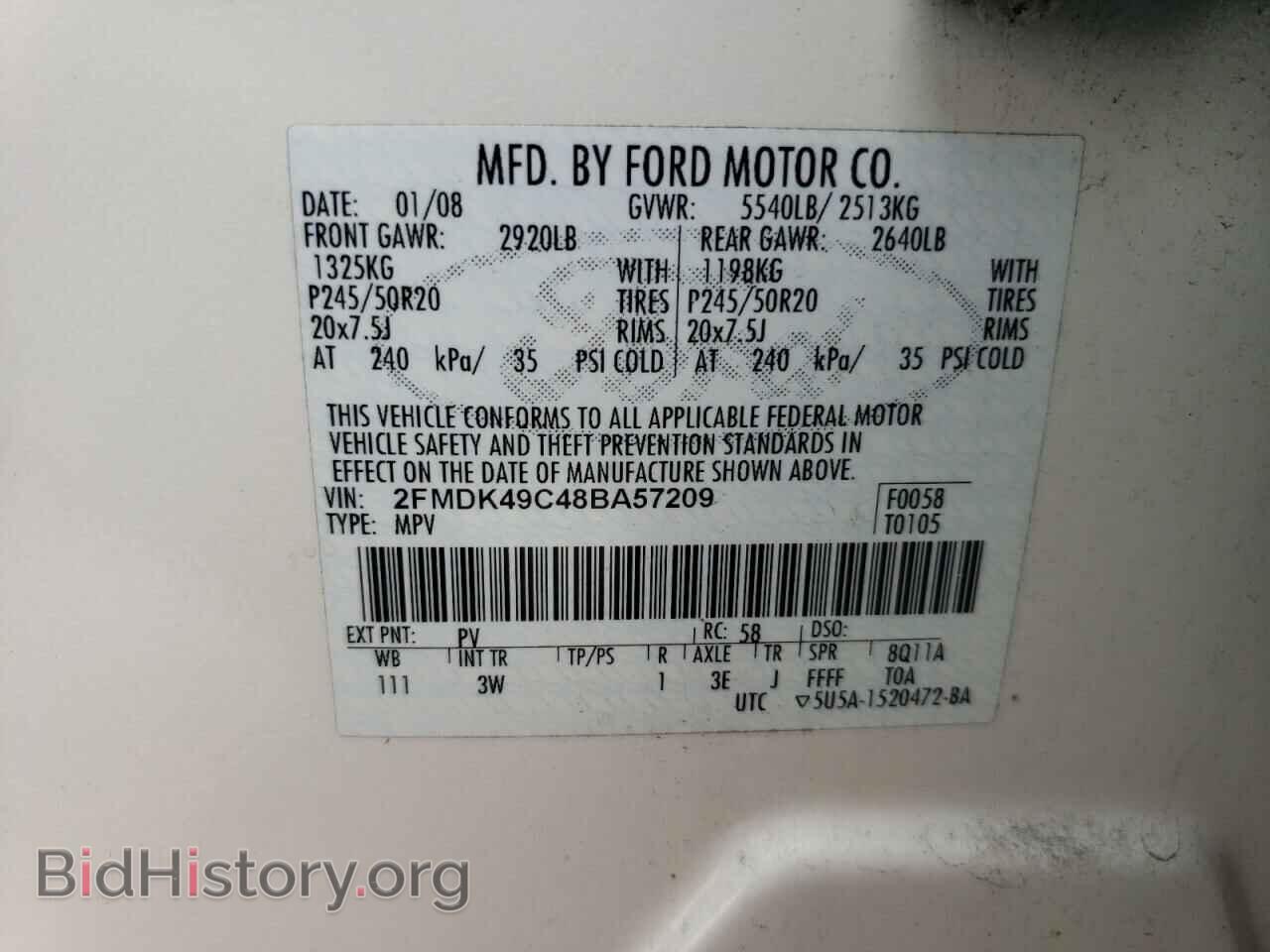 2008 FORD EDGE - VIN: 2FMDK49C48BA57209 - Фото 10