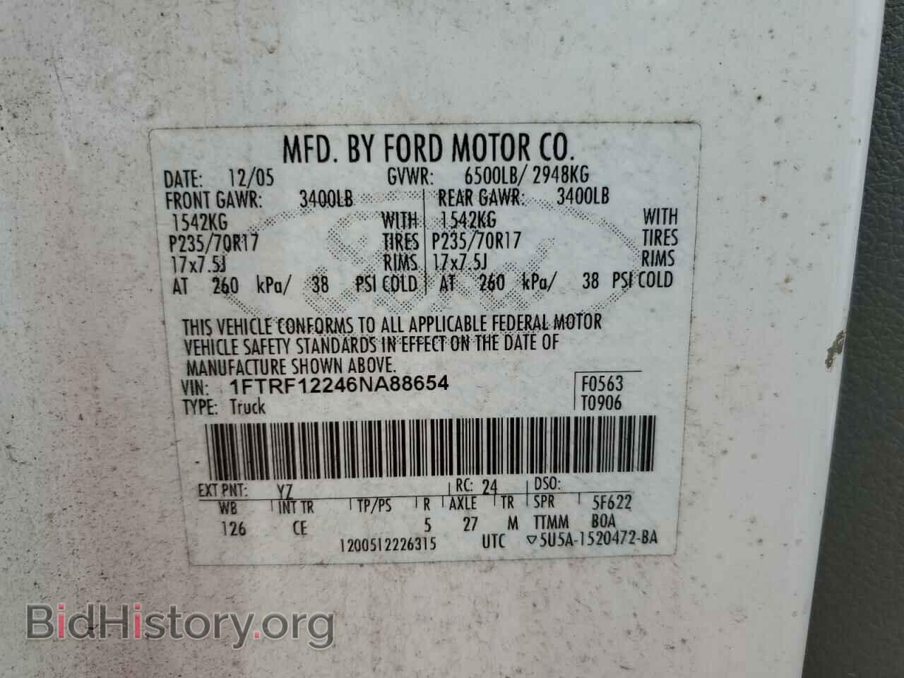 2006 FORD All Models - VIN: 1FTRF12246NA88654 - Фото 12