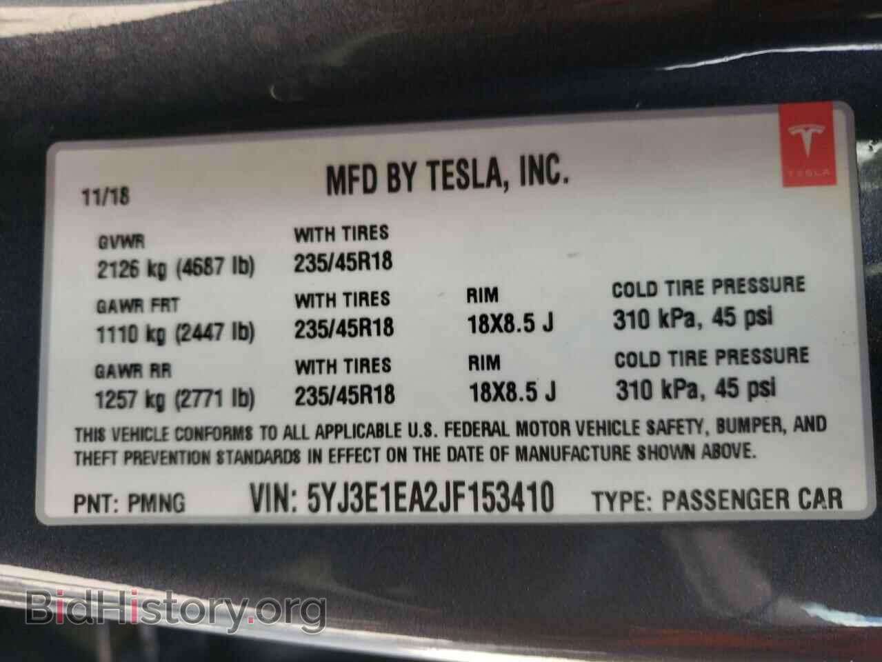 2018 TESLA MODEL 3 - VIN: 5YJ3E1EA2JF153410 - Photo 10