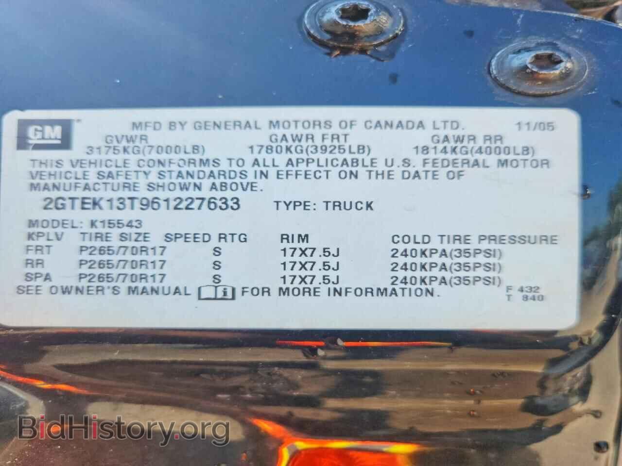 2006 GMC SIERRA - VIN: 2GTEK13T961227633 - Фото 12
