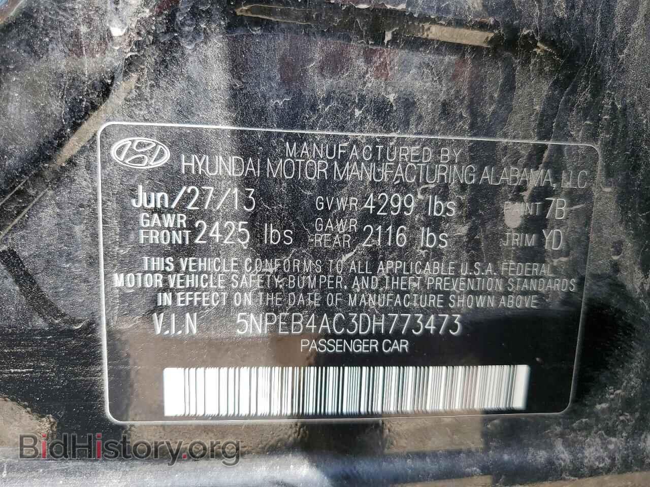 2013 HYUNDAI SONATA - VIN: 5NPEC4AC3DH773473 - Фото 12