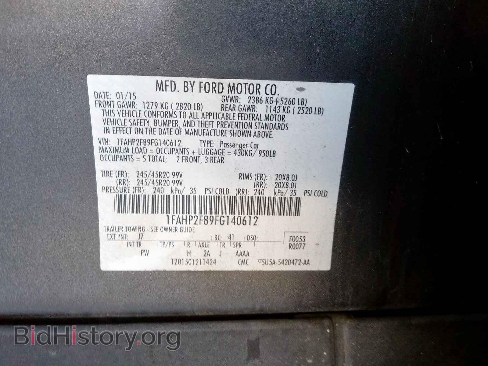 2015 FORD TAURUS - VIN: 1FAHP2F89FG140612 - Photo 10