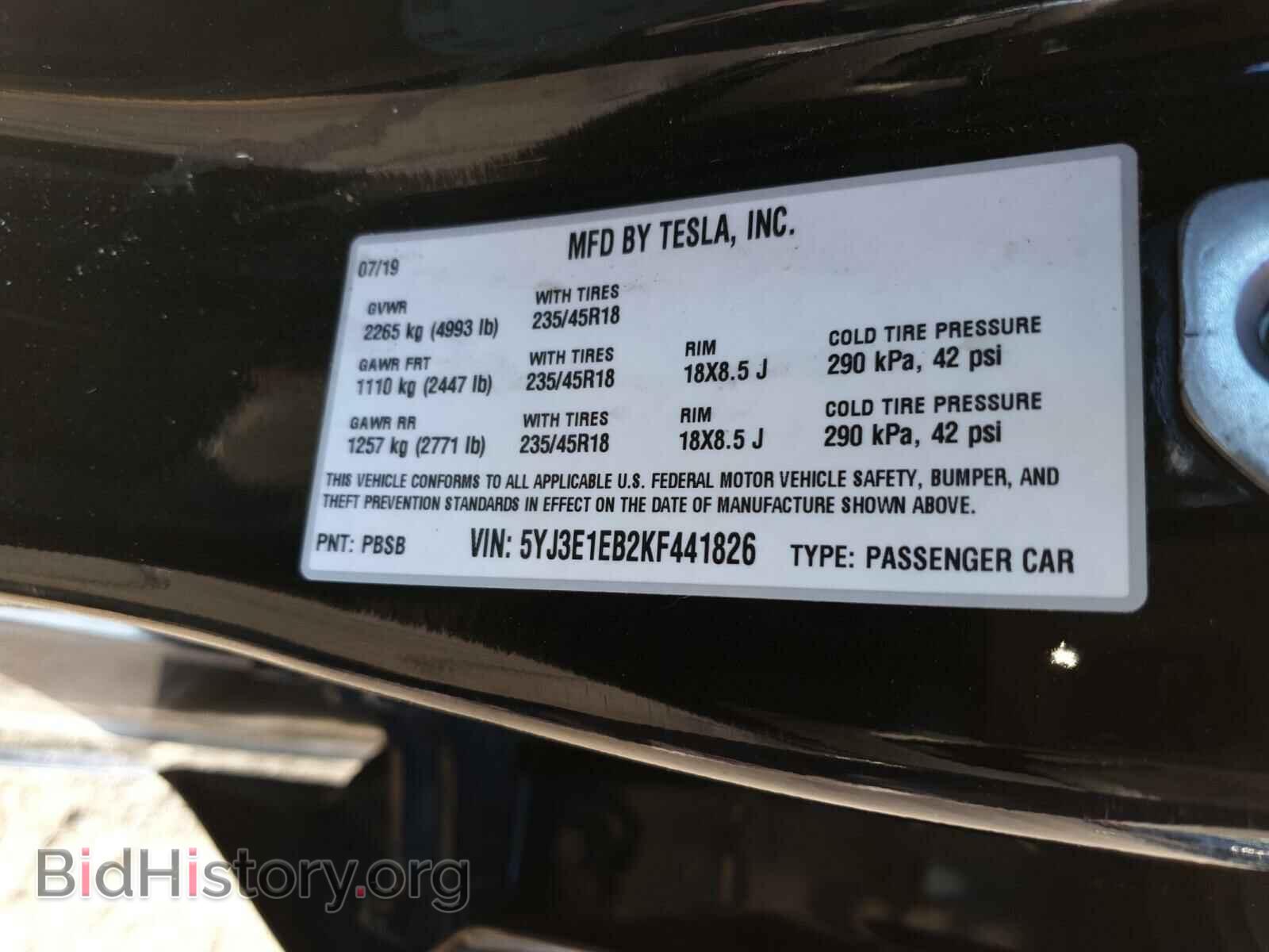 2019 TESLA MODEL 3 - VIN: 5YJ3E1EB2KF441826 - Photo 10