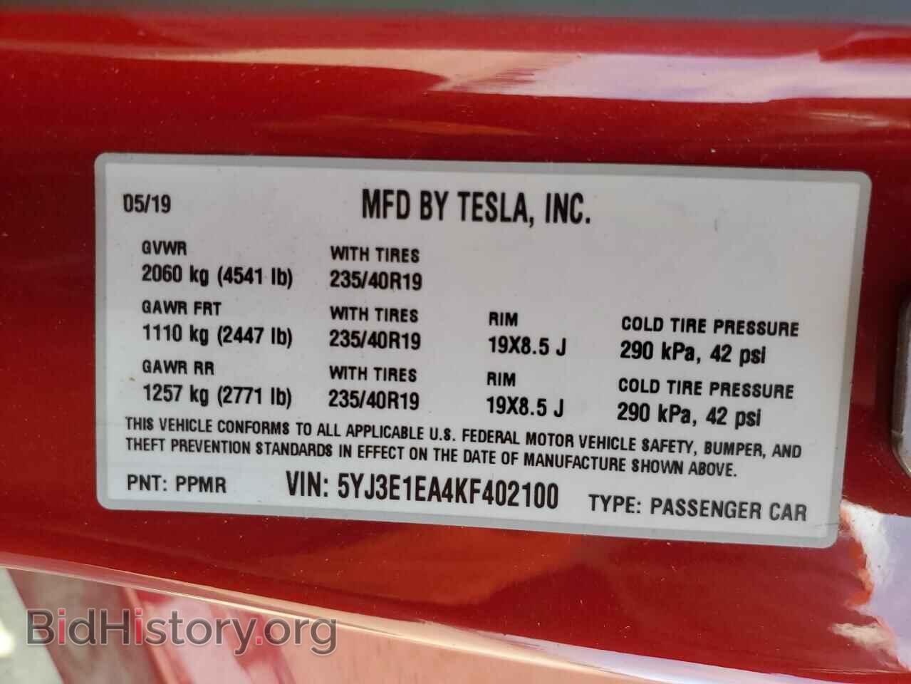 2019 TESLA MODEL 3 - VIN: 5YJ3E1EA4KF402100 - Photo 12