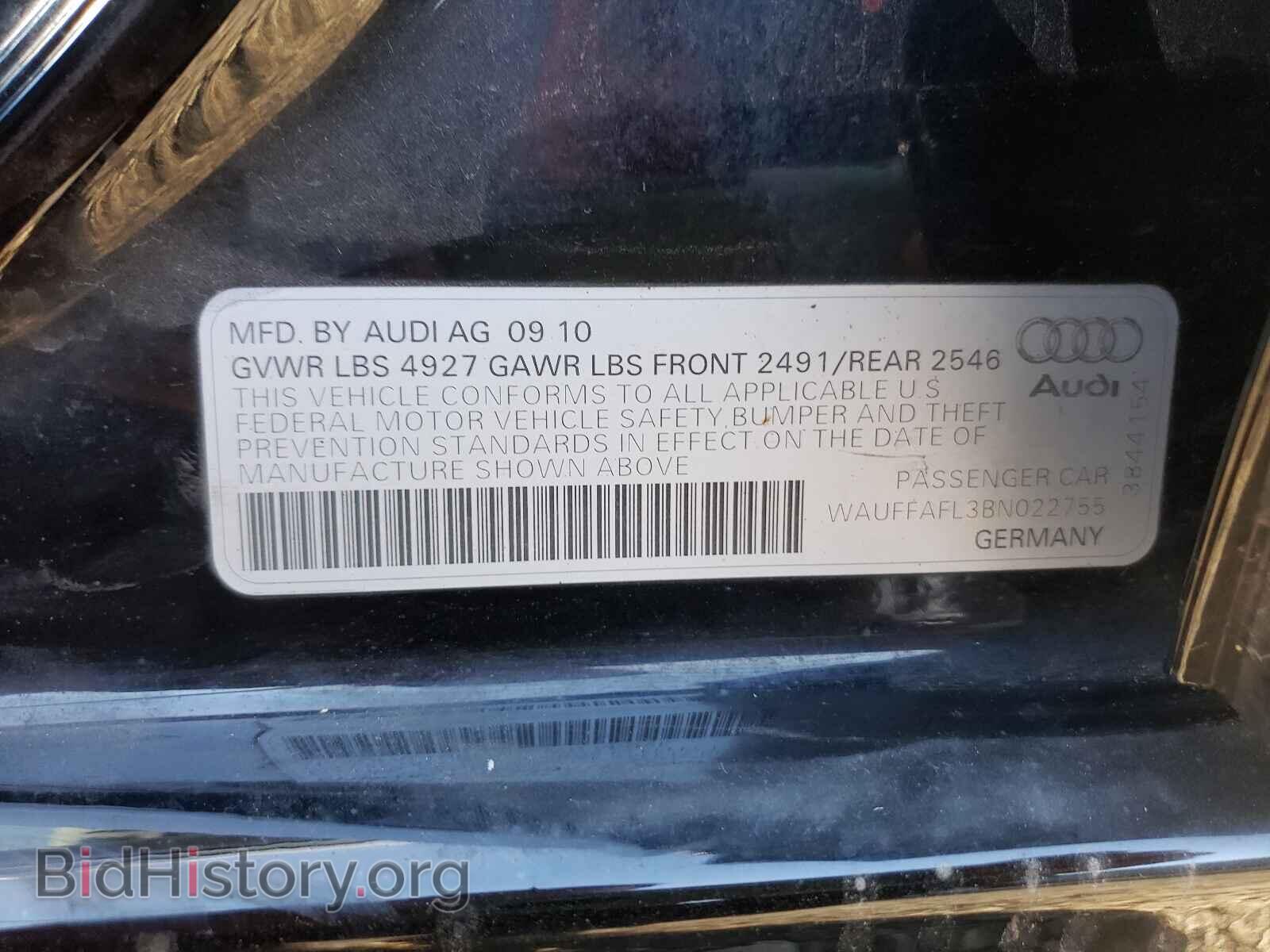 2011 AUDI A4 - VIN: WAUFFAFL3BN022755 - Фото 10