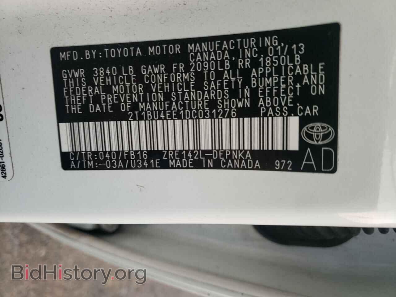 2013 TOYOTA COROLLA - VIN: 2T1BU4EE1DC031276 - Фото 10