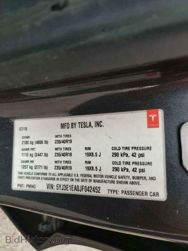 2018 TESLA MODEL 3 - VIN: 5YJ3E1EA0JF042452 - Фото 10