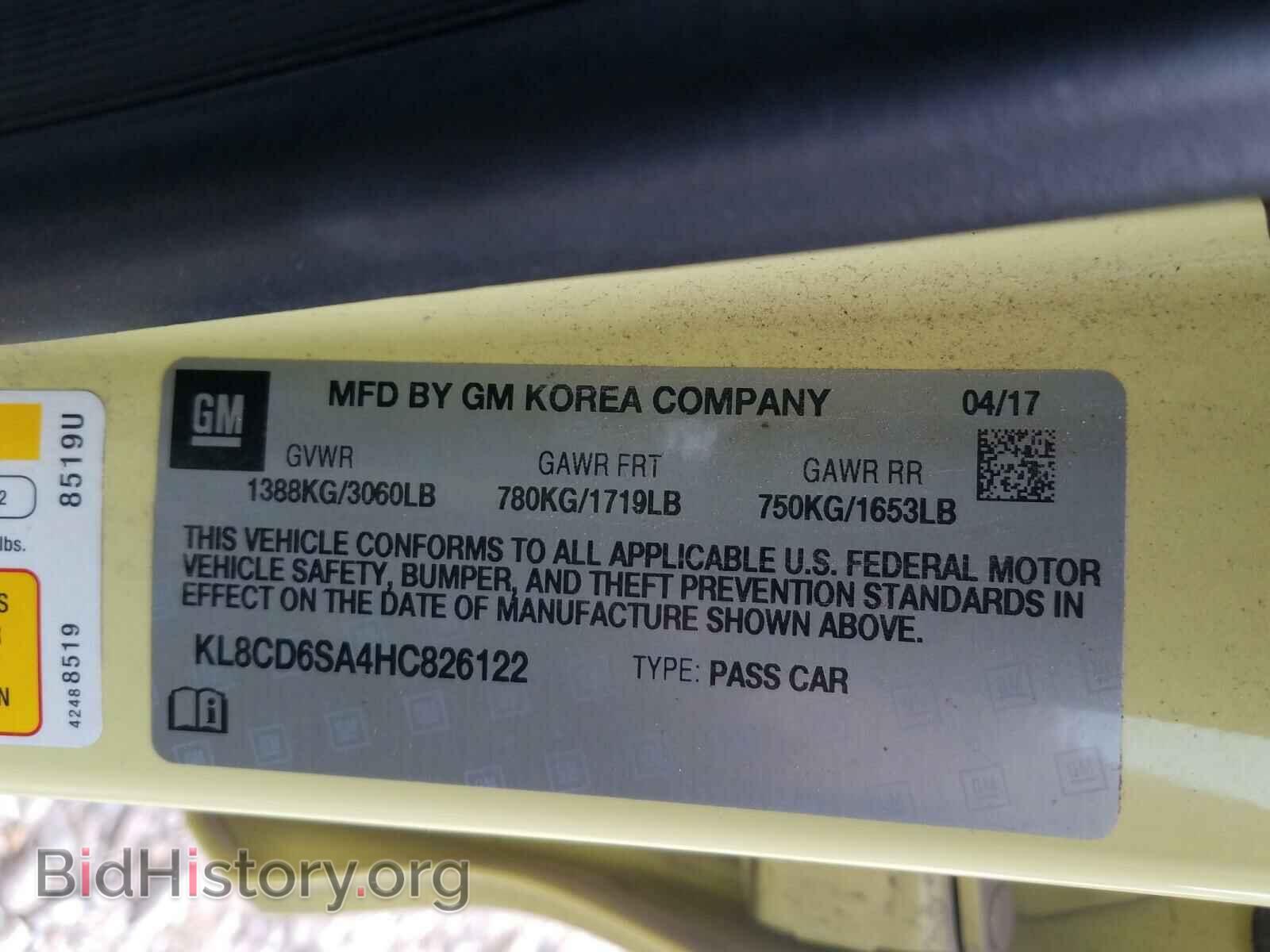 2017 CHEVROLET SPARK - VIN: KL8CD6SA4HC826122 - Фото 10