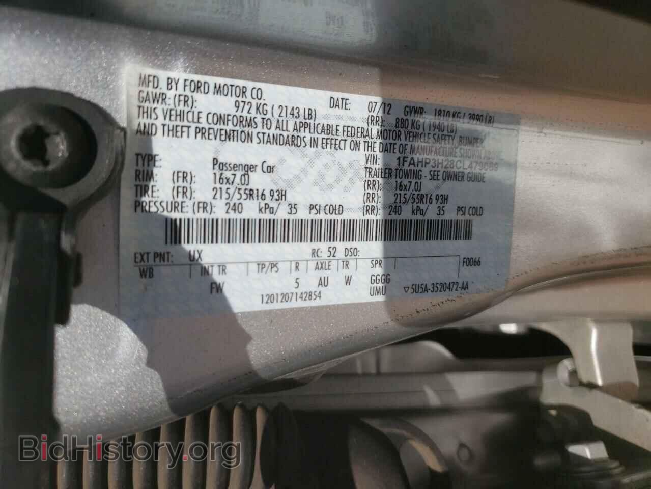 2012 FORD FOCUS - VIN: 1FAHP3H28CL479069 - Фото 10