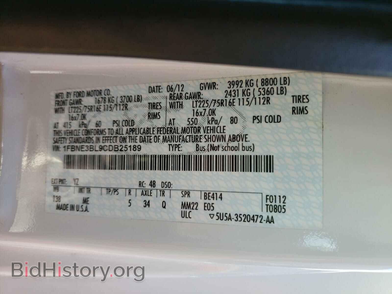 2012 FORD ECONOLINE - VIN: 1FBNE3BL9CDB25189 - Photo 10