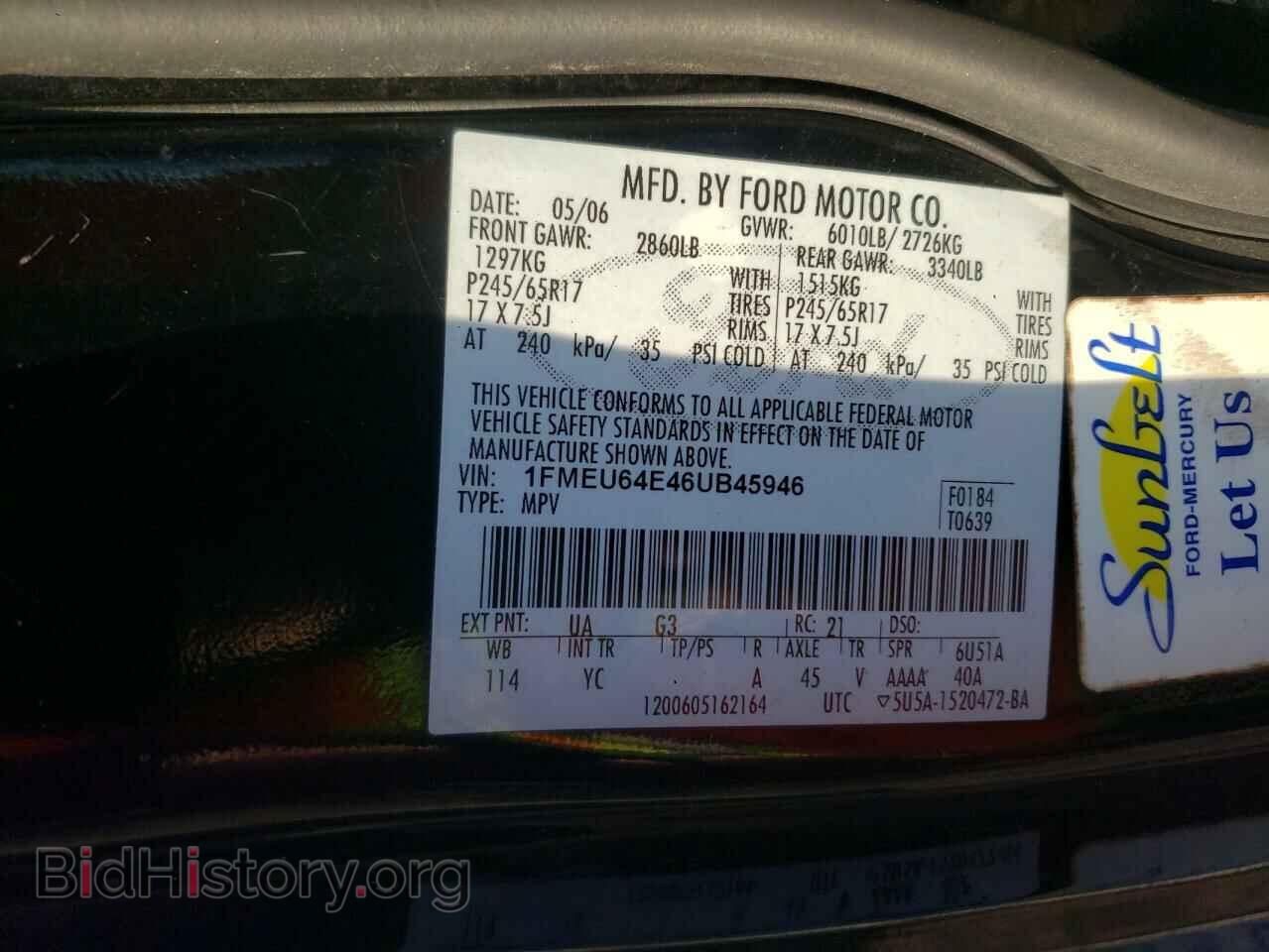 2006 FORD EXPLORER - VIN: 1FMEU64E46UB45946 - Фото 10