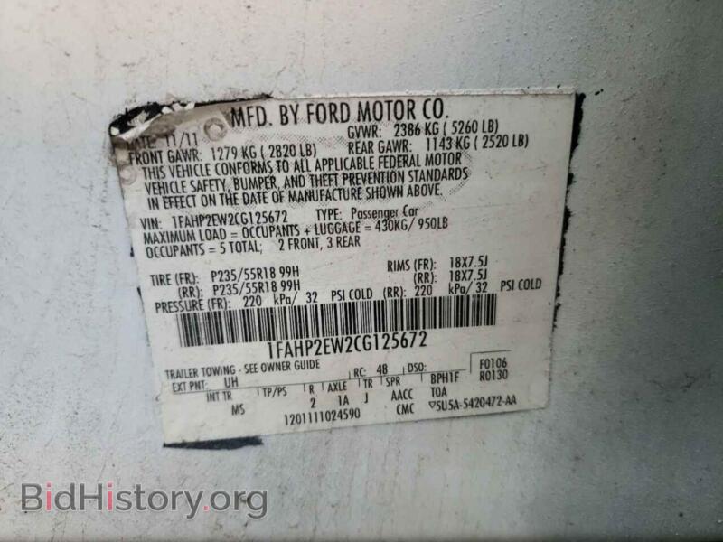 2012 Ford TAURUS (VIN 1FAHP2EW2CG125672) — photo 10 of 10