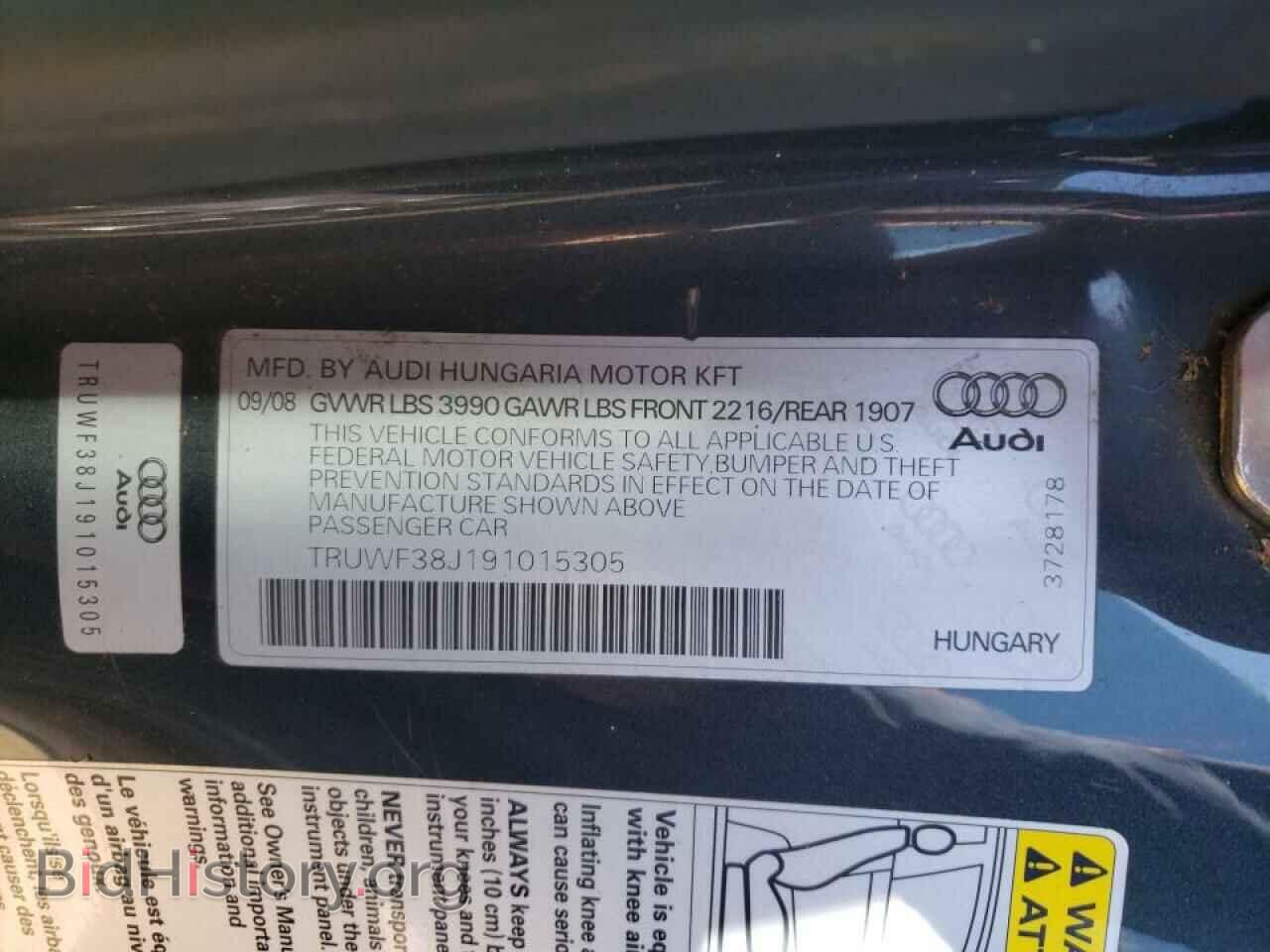 2009 AUDI TTS - VIN: TRUWF38J191015305 - Фото 10
