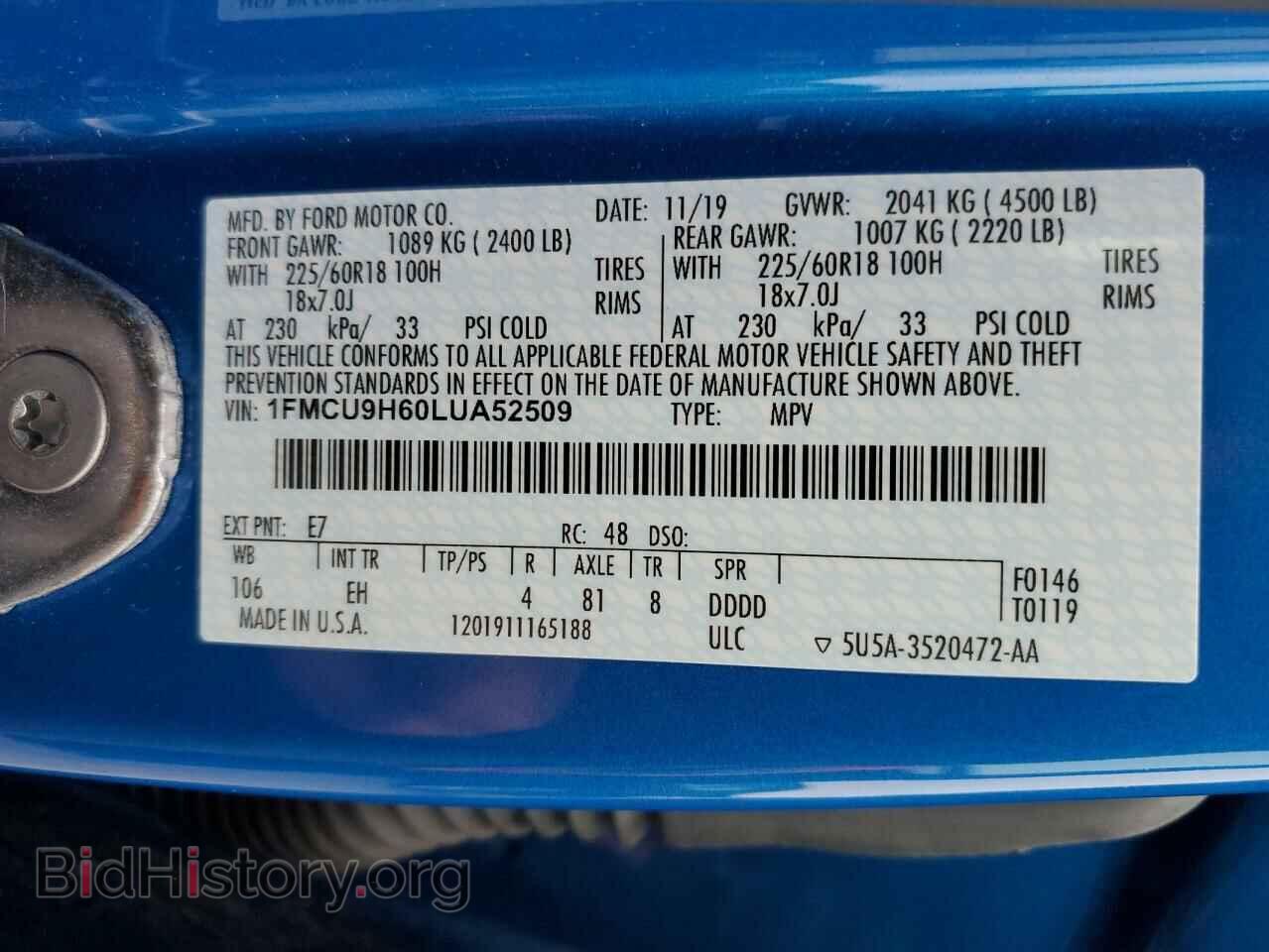 2020 FORD ESCAPE - VIN: 1FMCU9H60LUA52509 - Photo 13