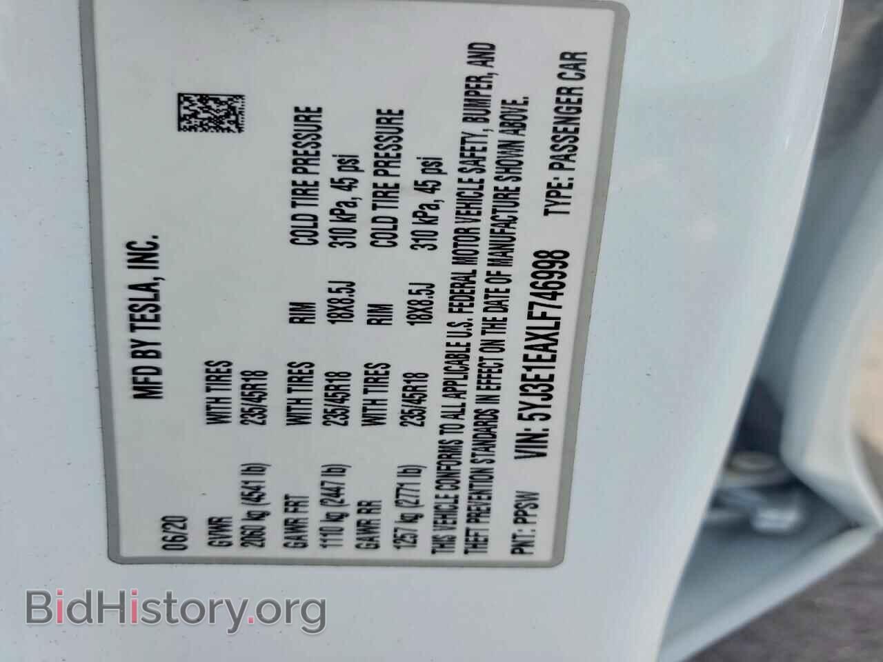 2020 TESLA MODEL 3 - VIN: 5YJ3E1EAXLF746998 - Photo 12