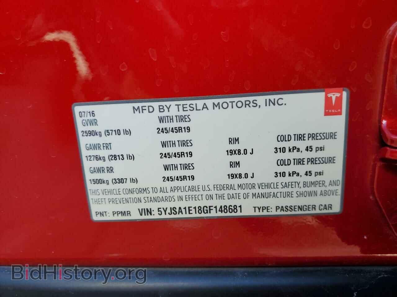 2016 TESLA MODEL S - VIN: 5YJSA1E18GF148681 - Photo 10