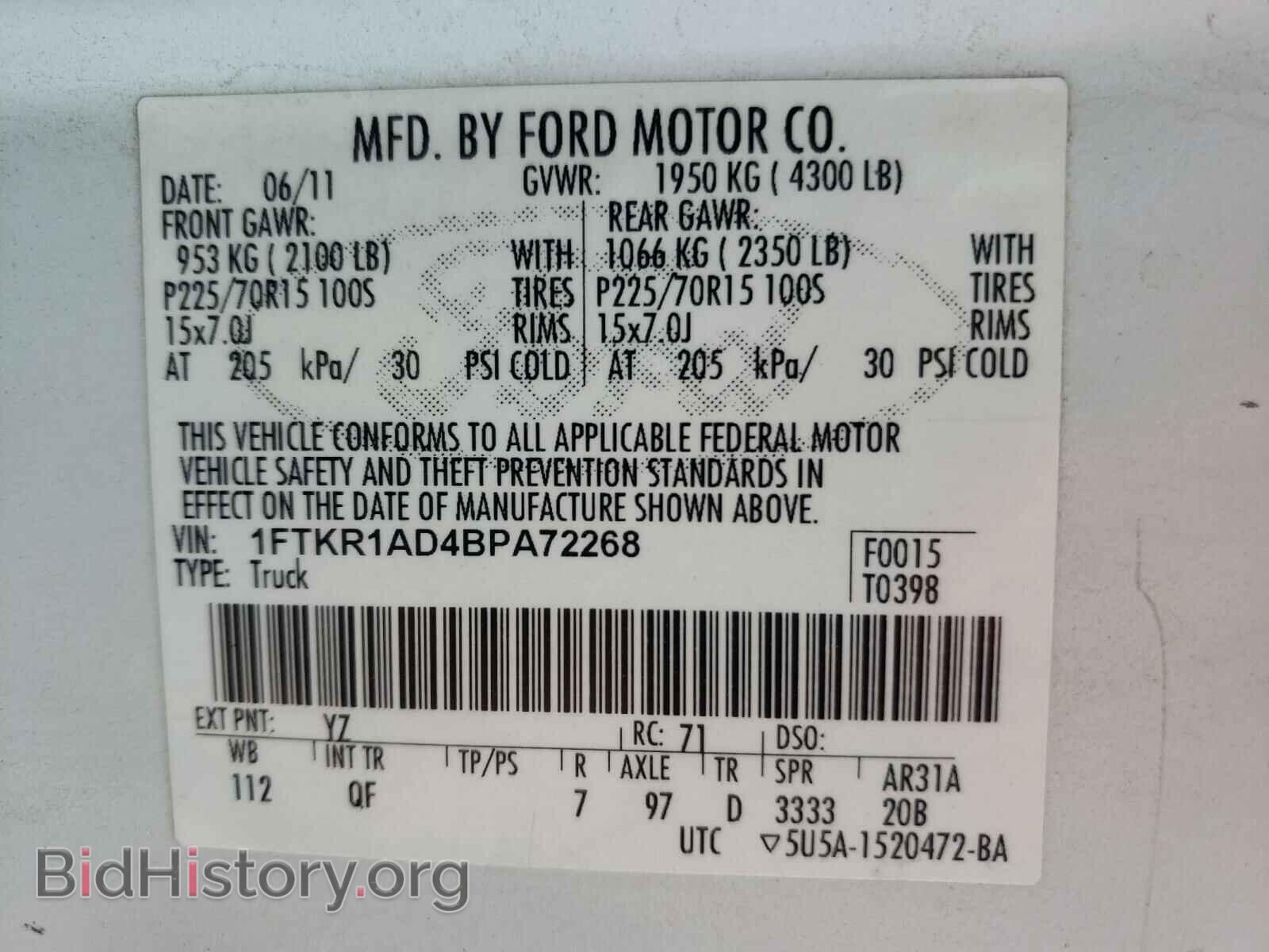 2011 FORD RANGER - VIN: 1FTKR1AD4BPA72268 - Photo 10