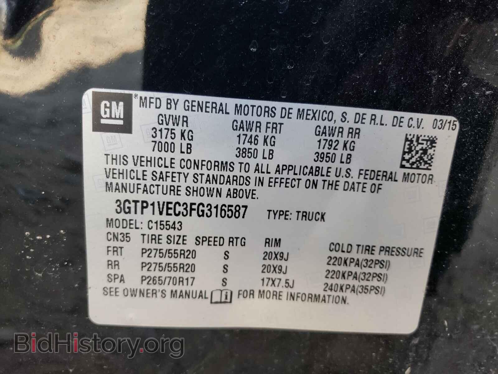 2015 GMC SIERRA - VIN: 3GTP1VEC3FG316587 - Photo 10