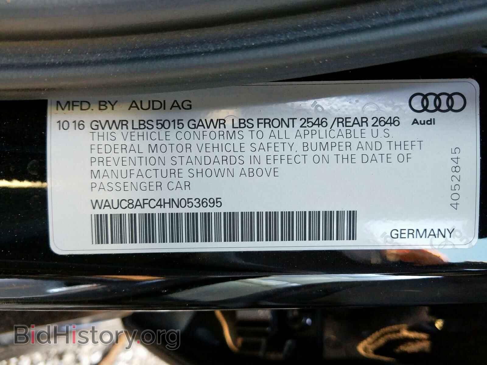 2017 AUDI A6 - VIN: WAUC8AFC4HN053695 - Фото 10