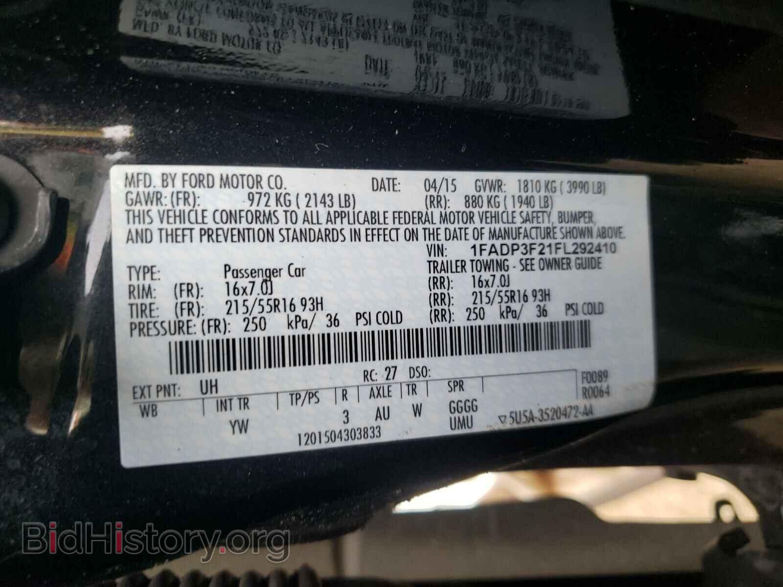 2015 FORD FOCUS - VIN: 1FADP3F21FL292410 - Фото 10