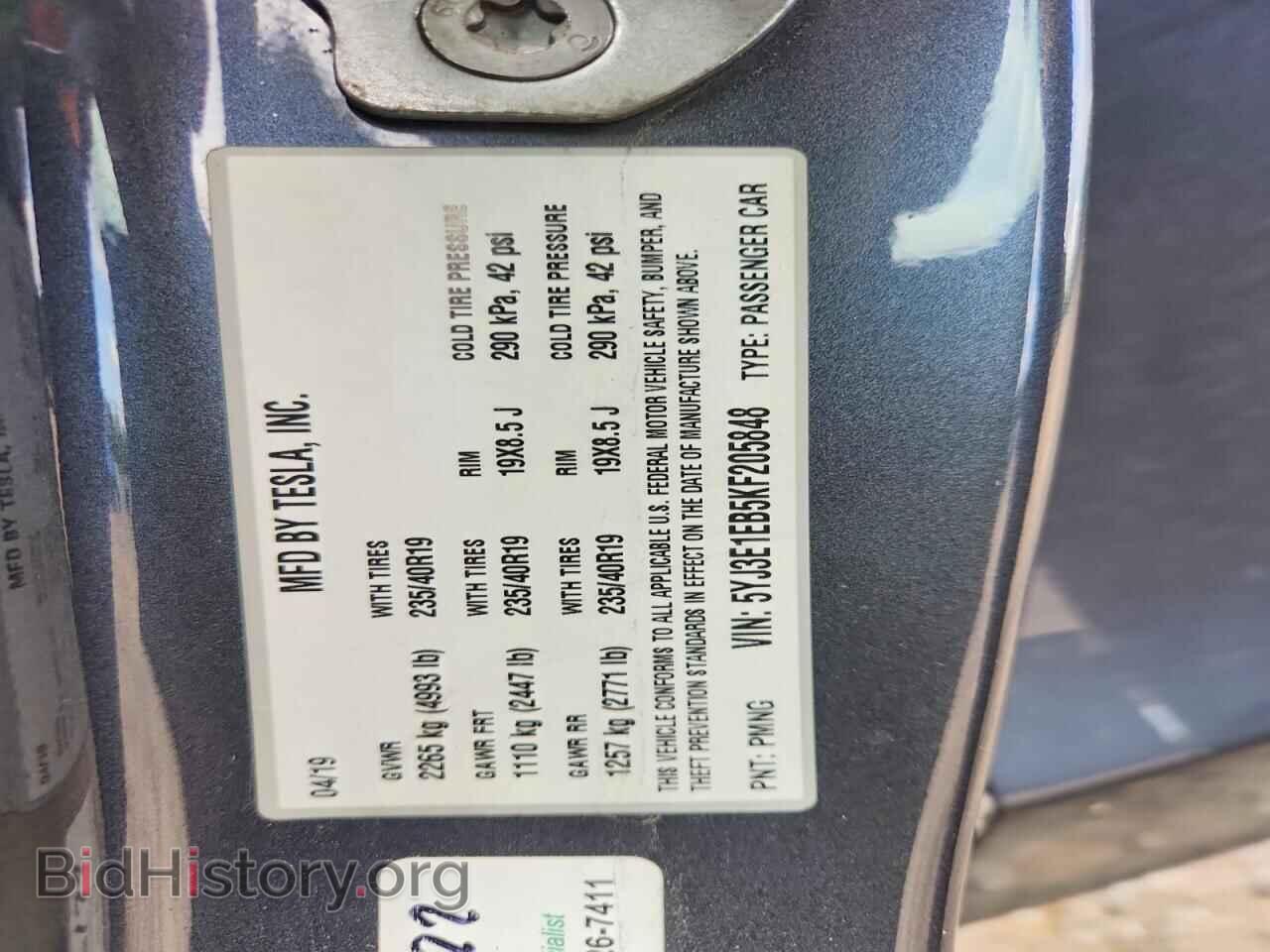 2019 TESLA MODEL 3 - VIN: 5YJ3E1EB5KF205848 - Photo 12