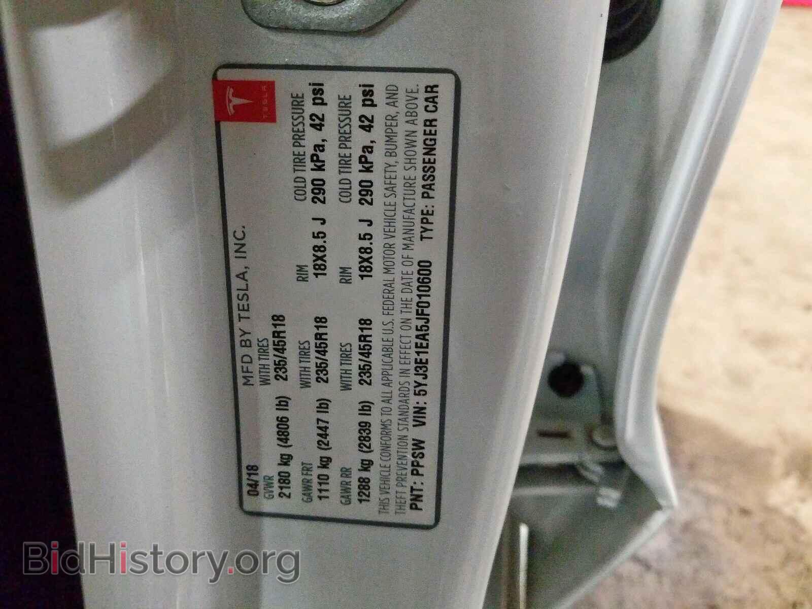 2018 TESLA MODEL 3 - VIN: 5YJ3E1EA5JF010600 - Фото 10